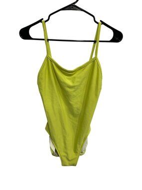 Jantzen Womens Lime Green Spaghetti Strap One Piece Swimsuit Sporty Retro